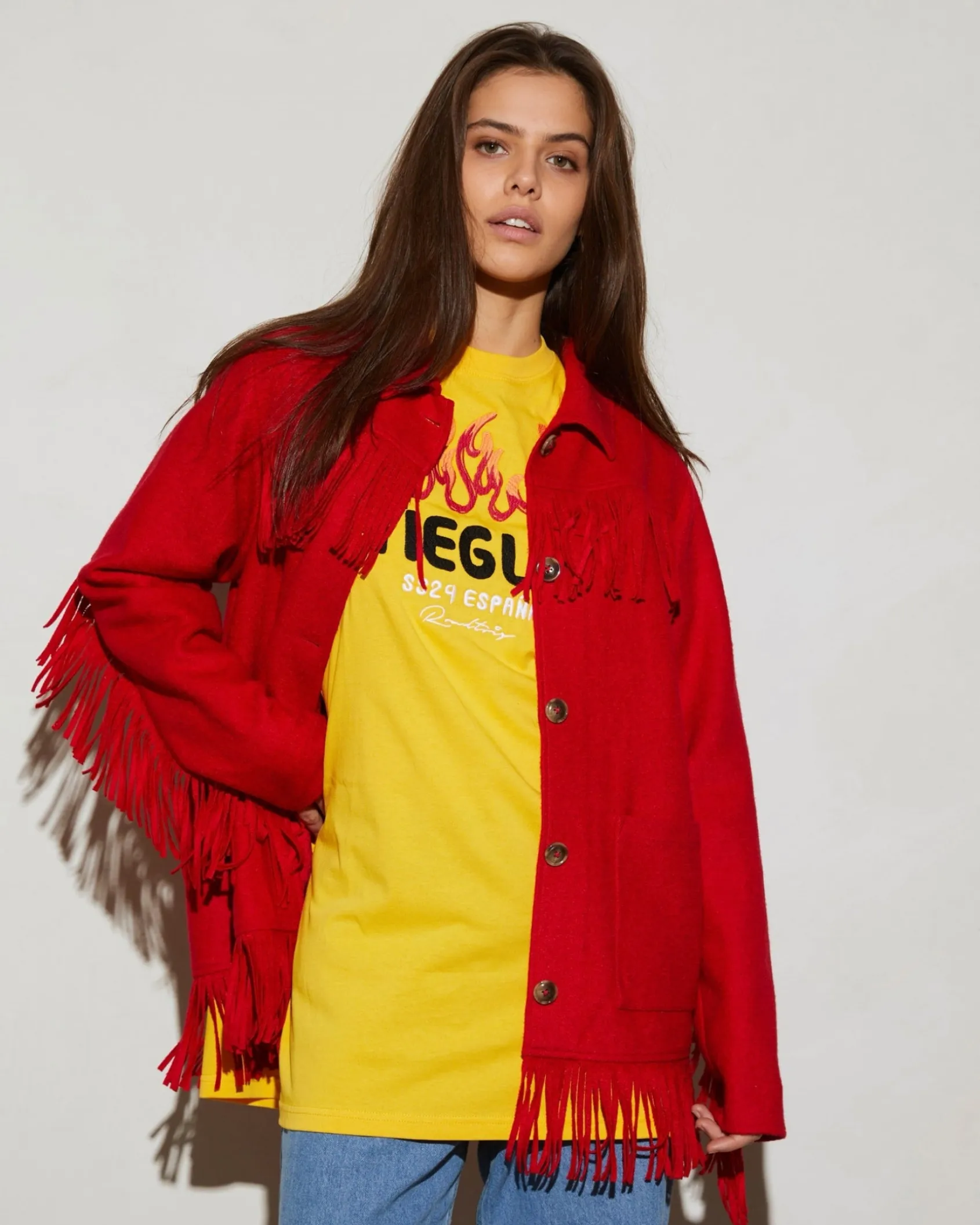 Sale STIEGLITZ Wool Fringe Jacket | Red