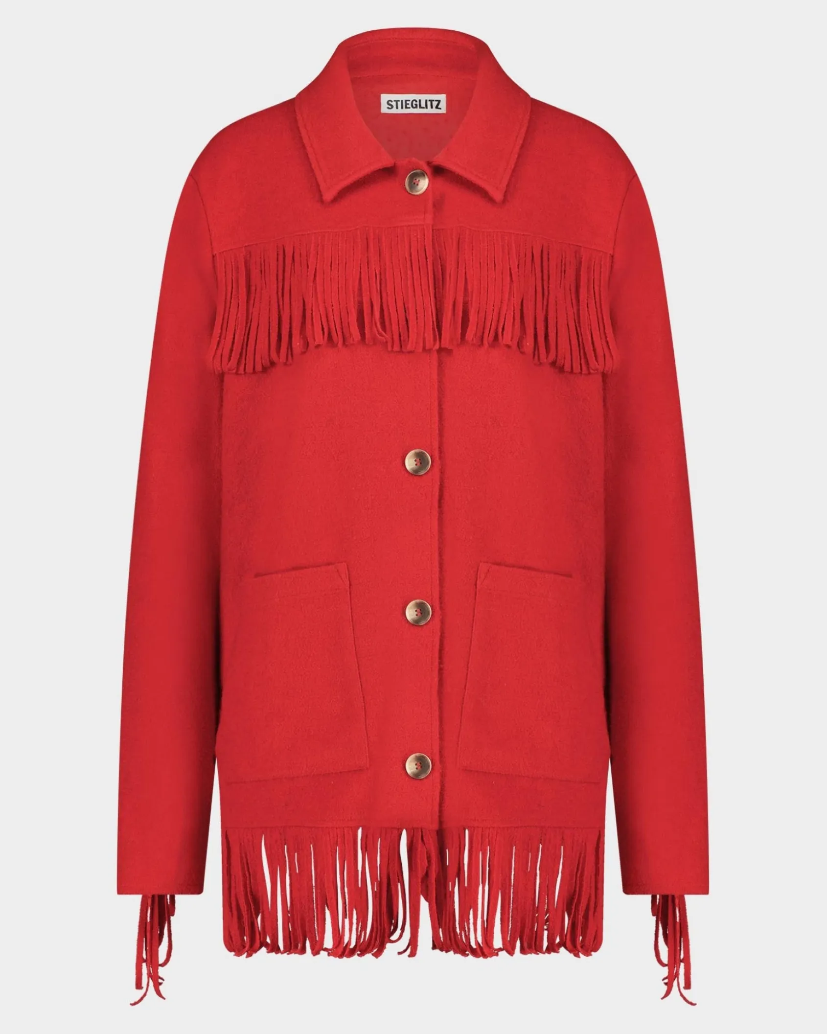Sale STIEGLITZ Wool Fringe Jacket | Red